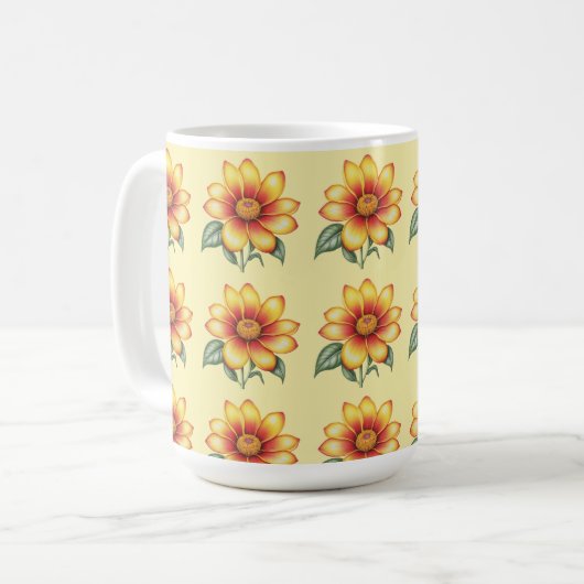 Orange Blume Kaffeetasse (Vorderseite Links)