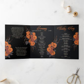 Orange Blume Komplettes Hochzeitsprogramm Dreifach Gefaltete Einladung (Innenseite)