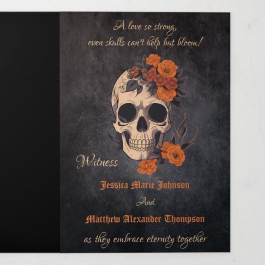 Orange Blume Komplettes Hochzeitsprogramm Dreifach Gefaltete Einladung (Cover)