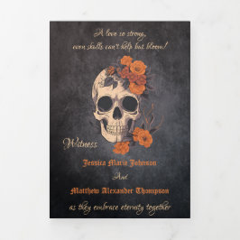 Orange Blume Komplettes Hochzeitsprogramm Dreifach Gefaltete Einladung