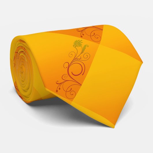 Orange Blume Krawatte (Gerollt)