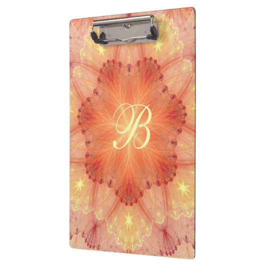 Orange Blume Lace Petals Paint Monogram Klemmbrett (Links)