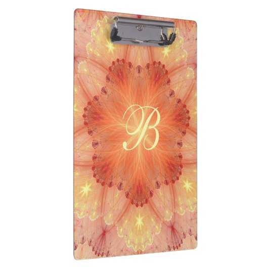 Orange Blume Lace Petals Paint Monogram Klemmbrett (Rechts)
