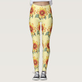 Orange Blume Leggings (Vorderseite)