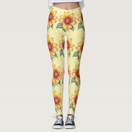 Orange Blume Leggings