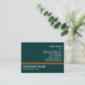 Orange Blume Line - Dunkle Jade Green Visitenkarte (Stehend Vorderseite)