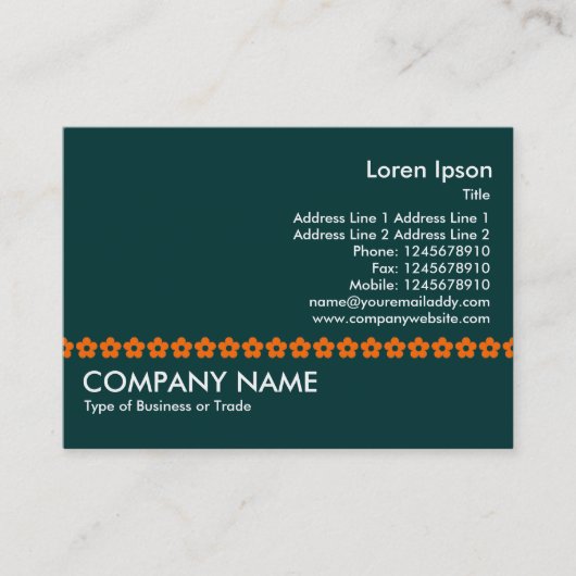 Orange Blume Line - Dunkle Jade Green Visitenkarte (Vorderseite)