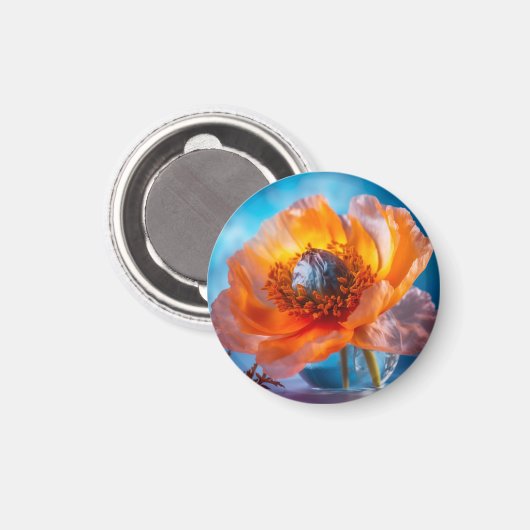 Orange Blume Magnet (Vorderseite/Rückseite)