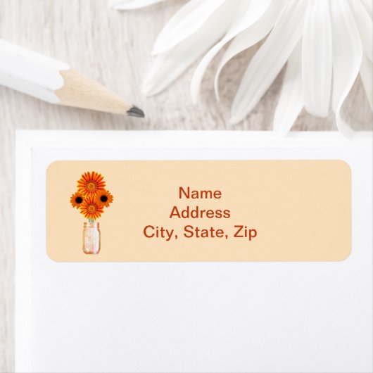 Orange Blume Mason Jar Address Labels (Insitu)