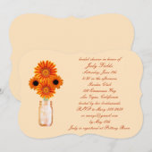 Orange Blume Mason Jar Bridal Dusche Einladung (Vorne/Hinten)