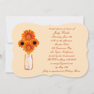 Orange Blume Mason Jar Bridal Dusche Einladung