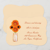 Orange Blume Mason Jar Empfang Card Einladung (Vorne/Hinten)