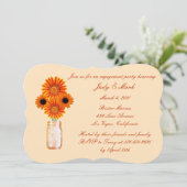 Orange Blume Mason Jar Engagement Party einladen Einladung (Stehend Vorderseite)