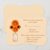 Orange Blume Mason Jar Response Card Einladung (Vorne/Hinten)