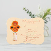 Orange Blume Mason Jar Response Card Einladung (Stehend Vorderseite)