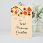 Orange Blume Mason Jar Sicherheitsmaßnahmen Begleitkarte (Stehend Vorderseite)
