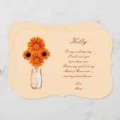 Orange Blume Mason Jar Trauzeugin Card Einladung (Vorne/Hinten)
