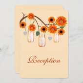 Orange Blume Mason Jars Empfang Card Einladung (Vorne/Hinten)