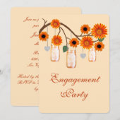 Orange Blume Mason Jars Engagement Party einladen Einladung (Vorne/Hinten)