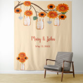 Orange Blume Mason Jars Foto Hintergrund Wandteppich (Beispiel)