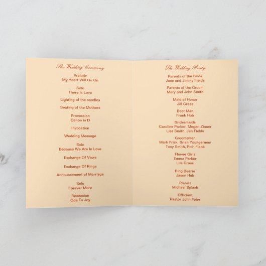 Orange Blume Mason Jars Programmkarte Programm (Innenseite)