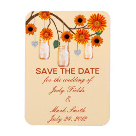 Orange Blume Mason Jars speichern das Date Magnet