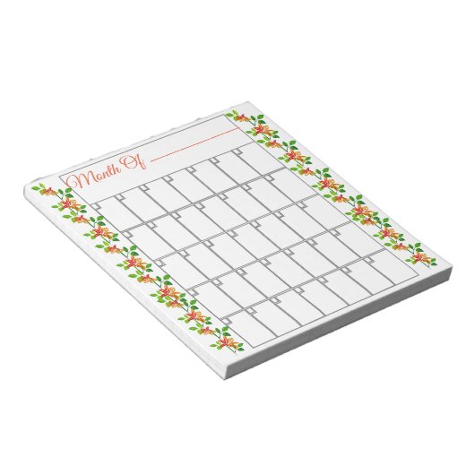 Orange Blume Monatlicher Notepad Notizblock (angewinkelt)