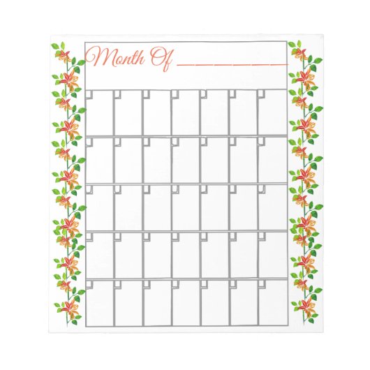 Orange Blume Monatlicher Notepad Notizblock (Vorderseite)