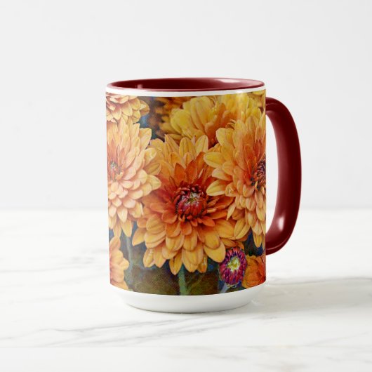 Orange Blume Mum Naturesis Tasse Cup (VorderseiteRechts)