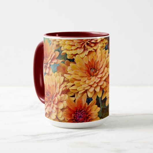 Orange Blume Mum Naturesis Tasse Cup (Vorderseite Links)
