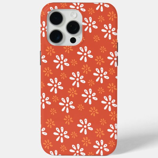 Orange Blume Muster iPhone 15 Pro Max Case (Rückseite)