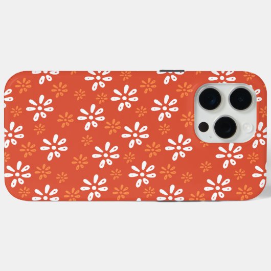 Orange Blume Muster iPhone 15 Pro Max Case (Rückseite (Horizontal))