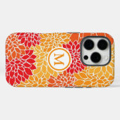 Orange Blume Muster Monogram Case-Mate iPhone Hülle (Rückseite (Horizontal))