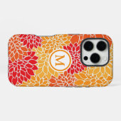 Orange Blume Muster Monogram iPhone Hülle (Rückseite (Horizontal))