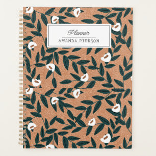 Orange Blume Muster Personalisiert Planer