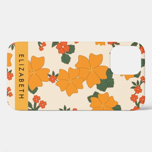Orange Blume, Muster von Blume, Ihr Name Case-Mate iPhone Hülle (Rückseite (Horizontal))