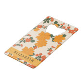 Orange Blume, Muster von Blume, Ihr Name Geldbeutel Flaschenöffner (Vorderseite Schrägansicht)