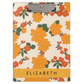 Orange Blume, Muster von Blume, Ihr Name Klemmbrett (Vorderseite)