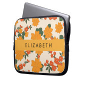 Orange Blume, Muster von Blume, Ihr Name Laptopschutzhülle (Vorderseite Links)