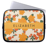 Orange Blume, Muster von Blume, Ihr Name Laptopschutzhülle (Vorderseite)