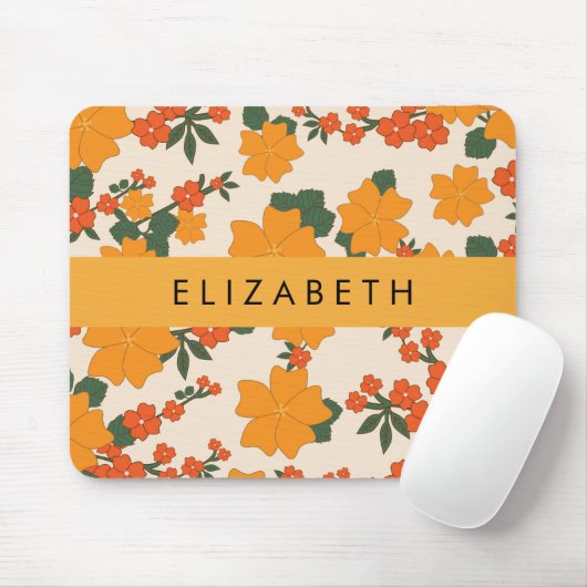 Orange Blume, Muster von Blume, Ihr Name Mousepad (Mit Mouse)