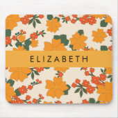 Orange Blume, Muster von Blume, Ihr Name Mousepad (Vorne)