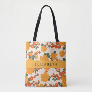 Orange Blume, Muster von Blume, Ihr Name Tasche