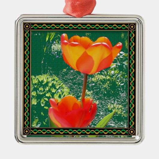 Orange Blume Ornament Aus Metall (Vorne)