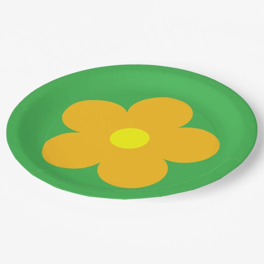 Orange Blume Pappteller (Schrägansicht)