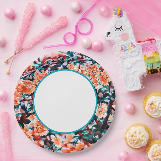 Orange Blume Pappteller (Party)
