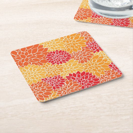 Orange Blume Pattern Rechteckiger Pappuntersetzer (angewinkelt)
