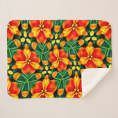 Orange Blume Pattern Sherpadecke (Vorderseite (Horizontal))