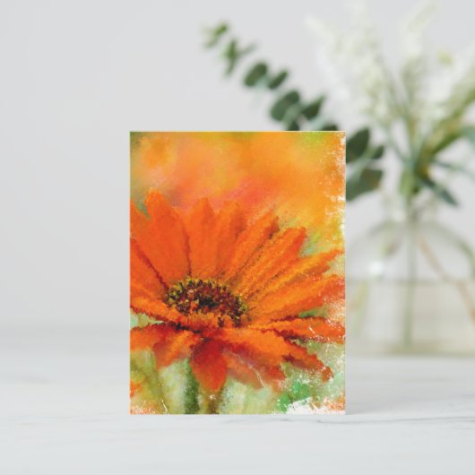 Orange Blume Postkarte (Stehend Vorderseite)