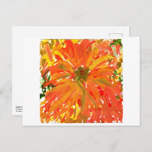 Orange Blume Postkarte (Vorne/Hinten)